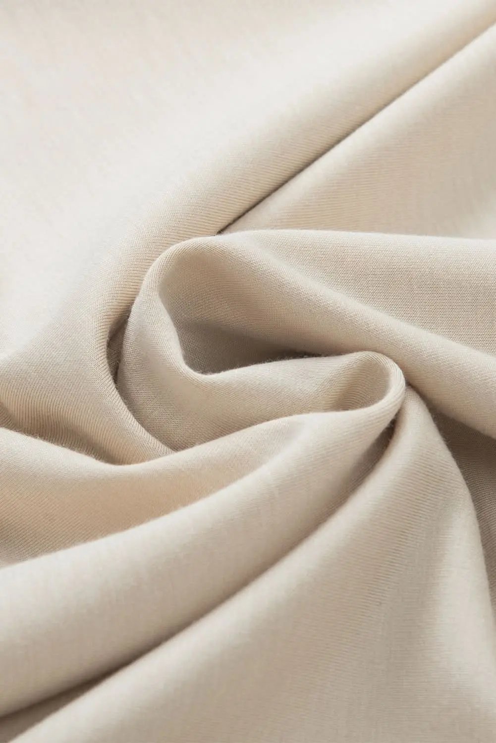 Oatmeal Plain Crew Neck Loose Fit Casual Top - Love Salve